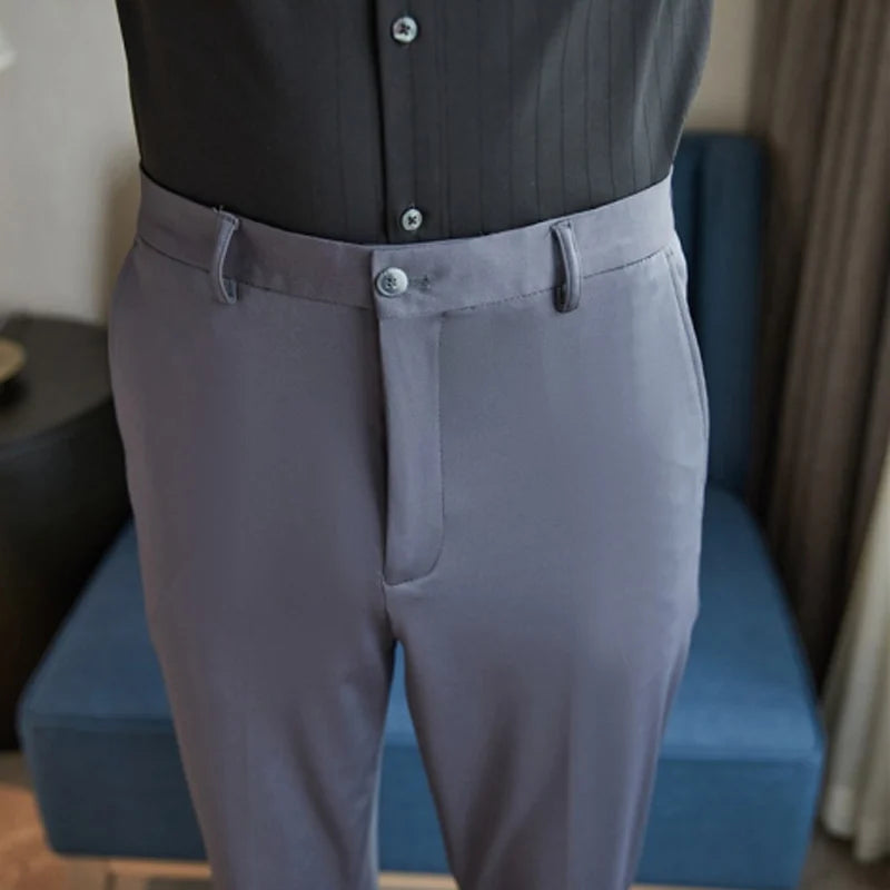 29-42 Men's Summer Pants, Thin Straight Stretch Casual Pants with No Trace No Ironing,  Fabric Silky and Cool Feeling