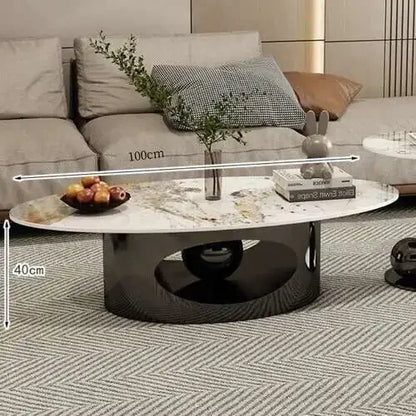 Modern Marble Effect Coffee Tables, Luxury Legs  of  Metal.  Nordic Oval Side Table White Premium Table, Home Furniture