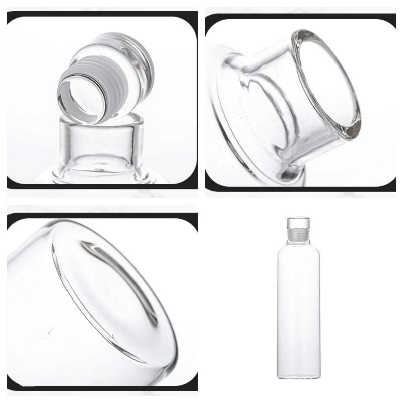 300-1000ML Glass Water Bottle, Large Capacity, Multi-function Creative, Portable, Transparent Bottle