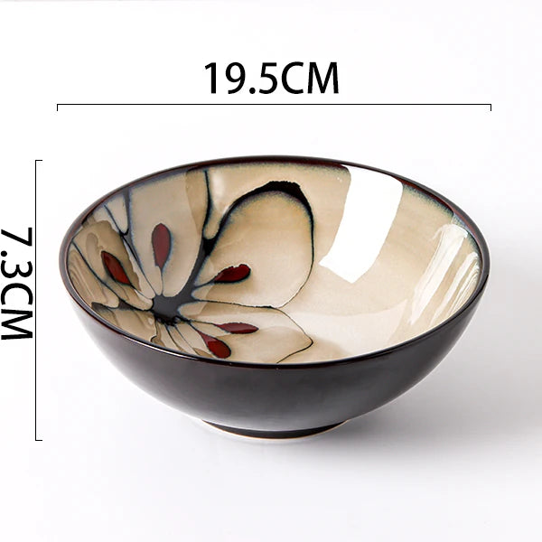 Japanese rural ceramic tableware Vine leaf soup bowl Lamian Noodles bowls Hot vegetable bowls Cover and pour rice bowl bowl set