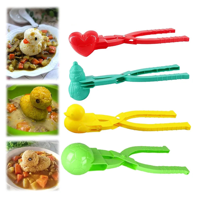 1Pc Duck Rice Mold DIY Snowball Maker Rice Ball Mold With Handle Winter Snow Toys Cute Animal Rice Shaper For Kids And Adults