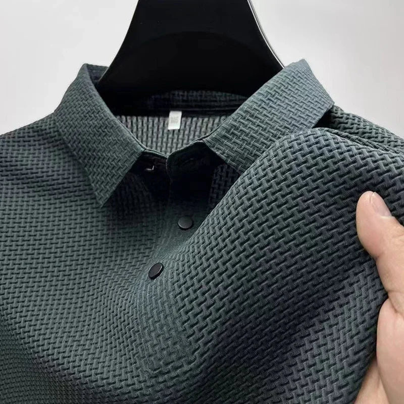 Men's Business Casual,  Short Sleeved, Bone Flower, Solid Colors.   POLO Shirt Fashion, Breathable Fabric and  comfortable Summer Versatile Top