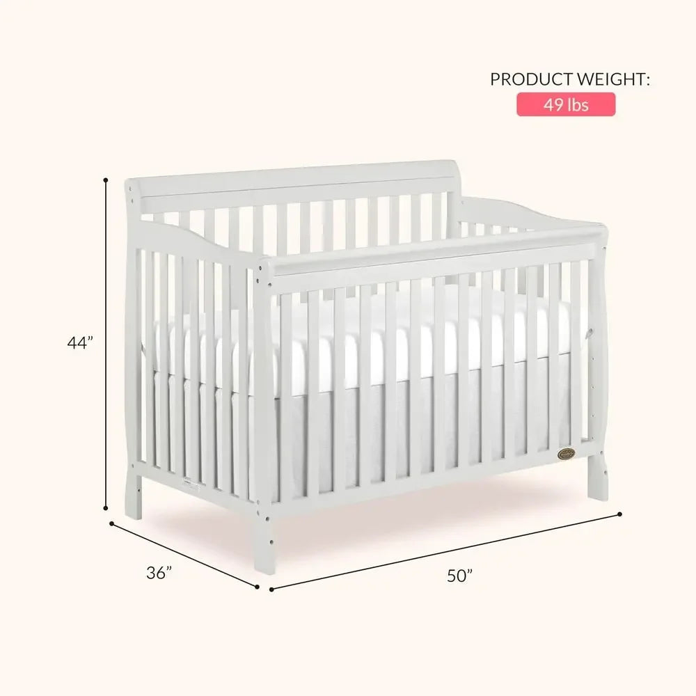 Convertible Crib in Grey with 4 Mattress Height Options, Greenguard Gold Certified, Non-Toxic Finish, Solid Pinewood Construction