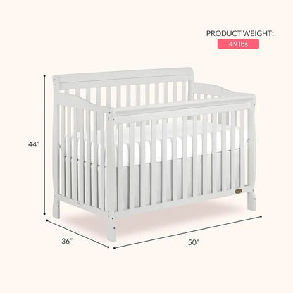 Convertible Crib in Grey with 4 Mattress Height Options, Greenguard Gold Certified, Non-Toxic Finish, Solid Pinewood Construction