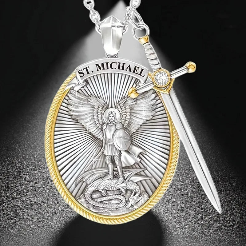 Catholic Patron Saint Pendant Michael , St. Michael The Archangel Pendant Necklace