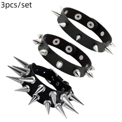 1 Set Bracelets For Men and  Women.   Spike,  Rivets, PU Leather Bracelet Bangles,  Jewelry Gift