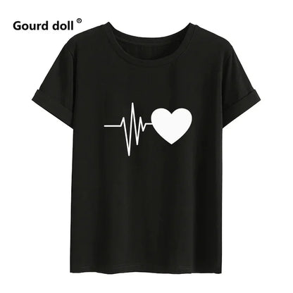 1PC Electrocardiogram Printed Family Matching Clothes, T- Shirt Fashion Mother and Child Clothing,  Mommy and Me Family Look T-shirt.  Check sizes for mens sizing.