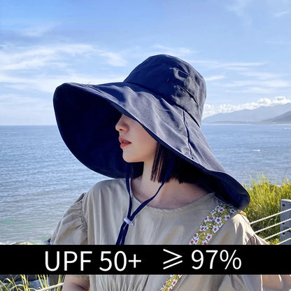 Wide Brim UPF 50+ Sun Hat  for Women.  Anti-UV Protection for any outdoor activity. Folding Summer Beach Hat.  Double Sided.   There a few left in BLACK or KAHKI.