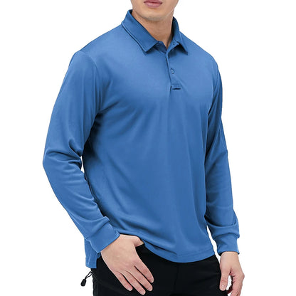 Men's Performance Long Sleeve POLO  Shirt.  No Shrinking,   Lightweight,   Breathable, Outdoor Polo Shirts  with UPF50+ Pique Jersey Golf Shirt.  NOT much stock left but you might be lucky. 6 colors to pick from so worth a lo