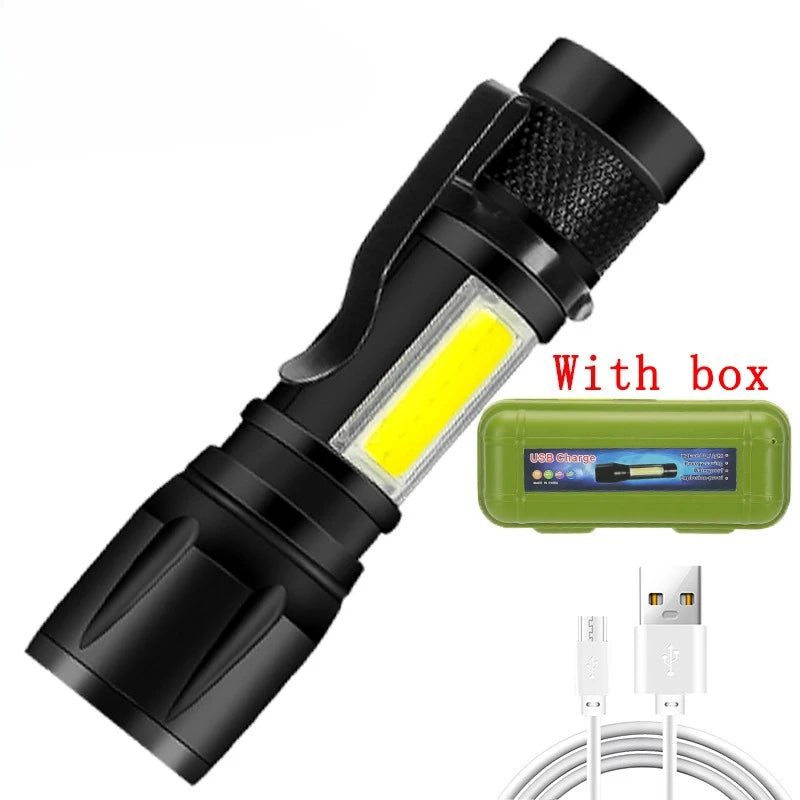 Rechargeable LED Flashlight Zoomable Torch with LCD Display, 3 Modes Waterproof High Power Hand Light, Outdoor Wilderness Camping