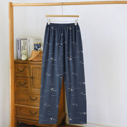 Men's Stylish Summer Pajama Pants, Thin, Loose, Breathable,  Air-Conditioned Pants with Elastic Waist