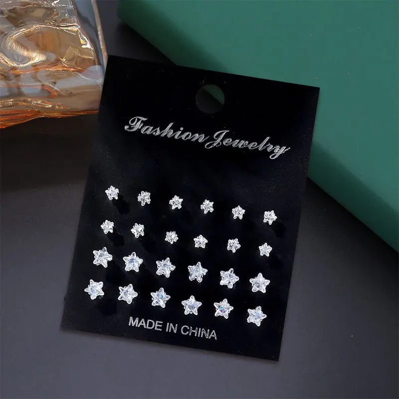 12 Pairs OF  Stainless Steel Stud Earrings with Gemstone Buds Round, SQUARE, SHAPE CHOICES. Unisex Fashion Jewelry Gifts