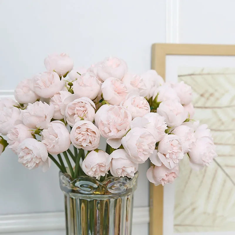 Rose Pink Peony Artificial Flowers, Silk Bouquet.  for Table Vase Arrange Home , Valentines Day, Wedding , Etc.