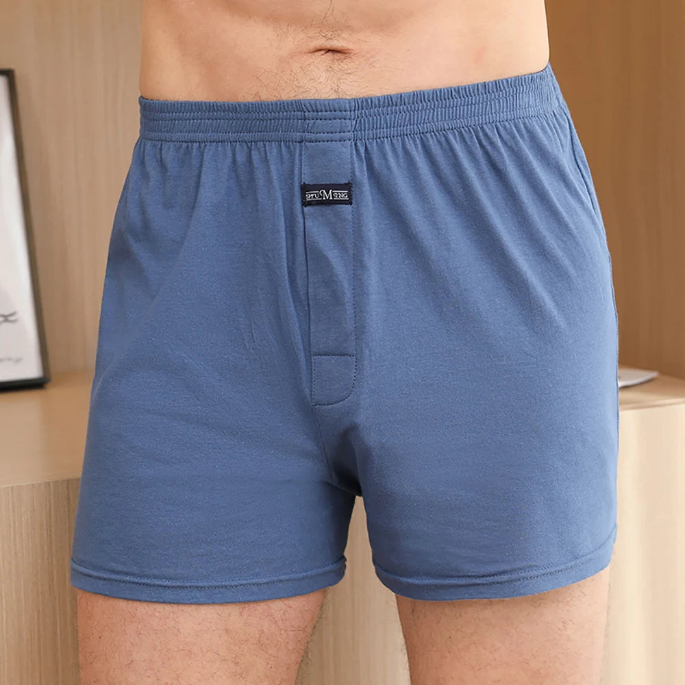 100% Cotton Men Pajama Shorts  for Summer. Solid Elastic Waist, Short Pants,  Casual and Breathable.