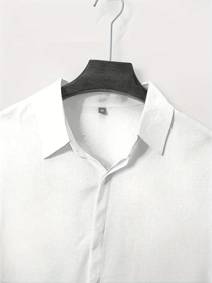 Men's Linen /Cotton Long-sleeved shirt,  Loose Undershirt,  Solid Colors,  plus Great FATHERS DAY Gift!!!