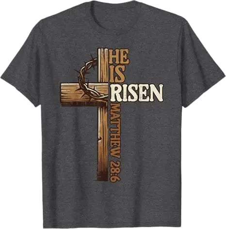 Easter Cross,  He Is Risen, Jesus/ Christian,  Men /Women T-Shirt, Bible verse John 3:16.