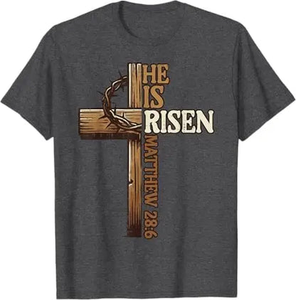 Easter Cross,  He Is Risen, Jesus/ Christian,  Men /Women T-Shirt, Bible verse John 3:16.