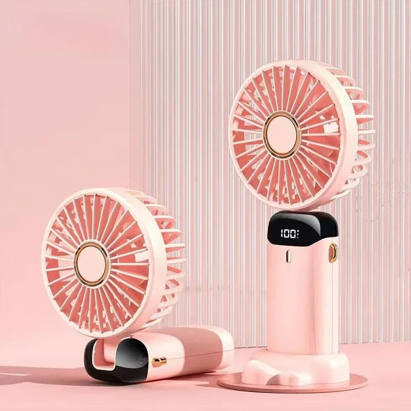 Portable Handheld Personal Rechargeable Fan with  LED Digital Display.  90°Adjustable, 5 Speed Wind Mini Aromatherapy