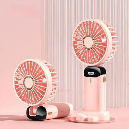 Portable Handheld Personal Rechargeable Fan with  LED Digital Display.  90°Adjustable, 5 Speed Wind Mini Aromatherapy