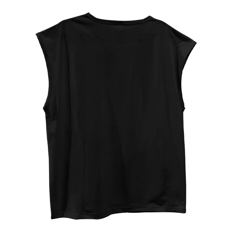 men's summer sleeveless t-shirt,  casual,  loose,  solid colors,  thin shoulder t-shirt sport