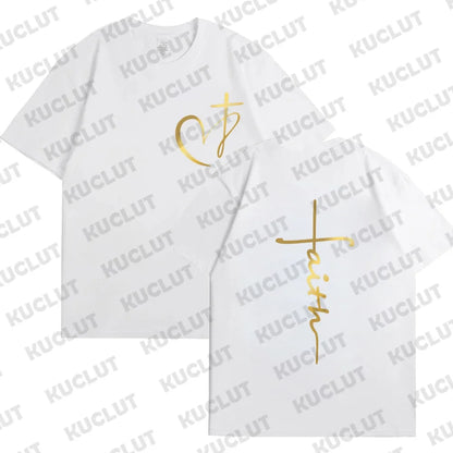 Heart Cross Print Christian T-shirt for Men or Women. Summer,  Plus Size Tee Shirt, Oversized T Shirt