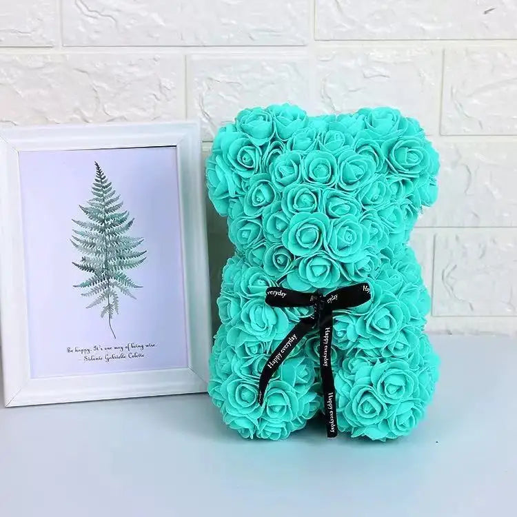 25cm Artificial Teddy Rose Flower Bear with Box.   Romantic Valentines Day Gift for Girlfriend,  Teen , Women Anniversary or Wedding Party