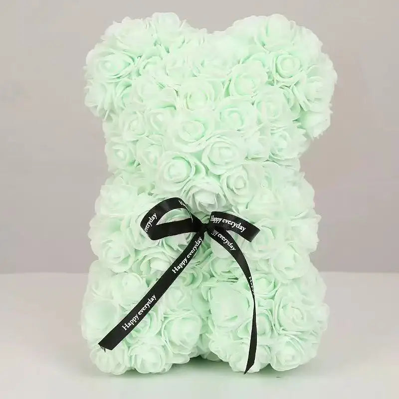 25cm Artificial Teddy Rose Flower Bear with Box.   Romantic Valentines Day Gift for Girlfriend,  Teen , Women Anniversary or Wedding Party