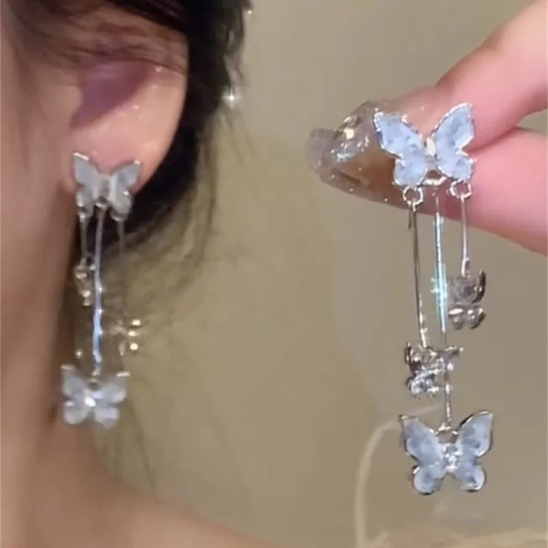 Elegant Red Zircon Butterfly Drop Earrings for Women  0n MOTHERS DAY.  Sweet Butterfly and Bow Earrings.Fashion Accessories