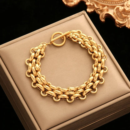 316L Stainless Steel Gold Color Cuban Chain Bracelet For Women /Men/Couples.  Trendy  Waterproof Wrist Chain Jewelry Gift