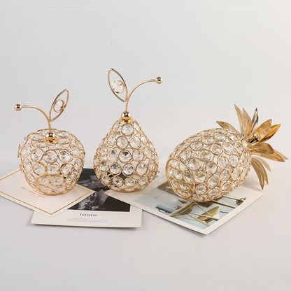 1pc Gold Crystal Pineapple Ornament Artificial Fruit Figurine Tabletop Centerpiece For Home Decor.  Low stock on the Pear.