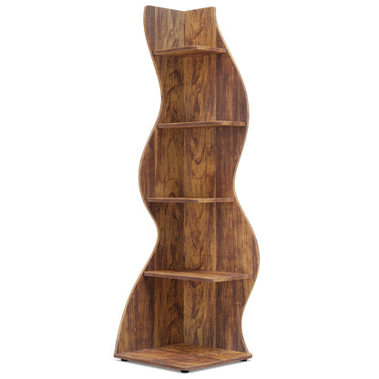 Corner Shelf, Modern 5-Tier Corner Bookshelf, Stylish Corner Small Bookcase, Storage Rack,  Plant Stand