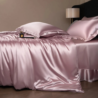 Natural Mulberry Silk Bedding Set  including Duvet Cover, 2pcs Pillowcases,  King /Queen Size Bedding Cover, 4pcs Bed Cover Bed Linen Sets