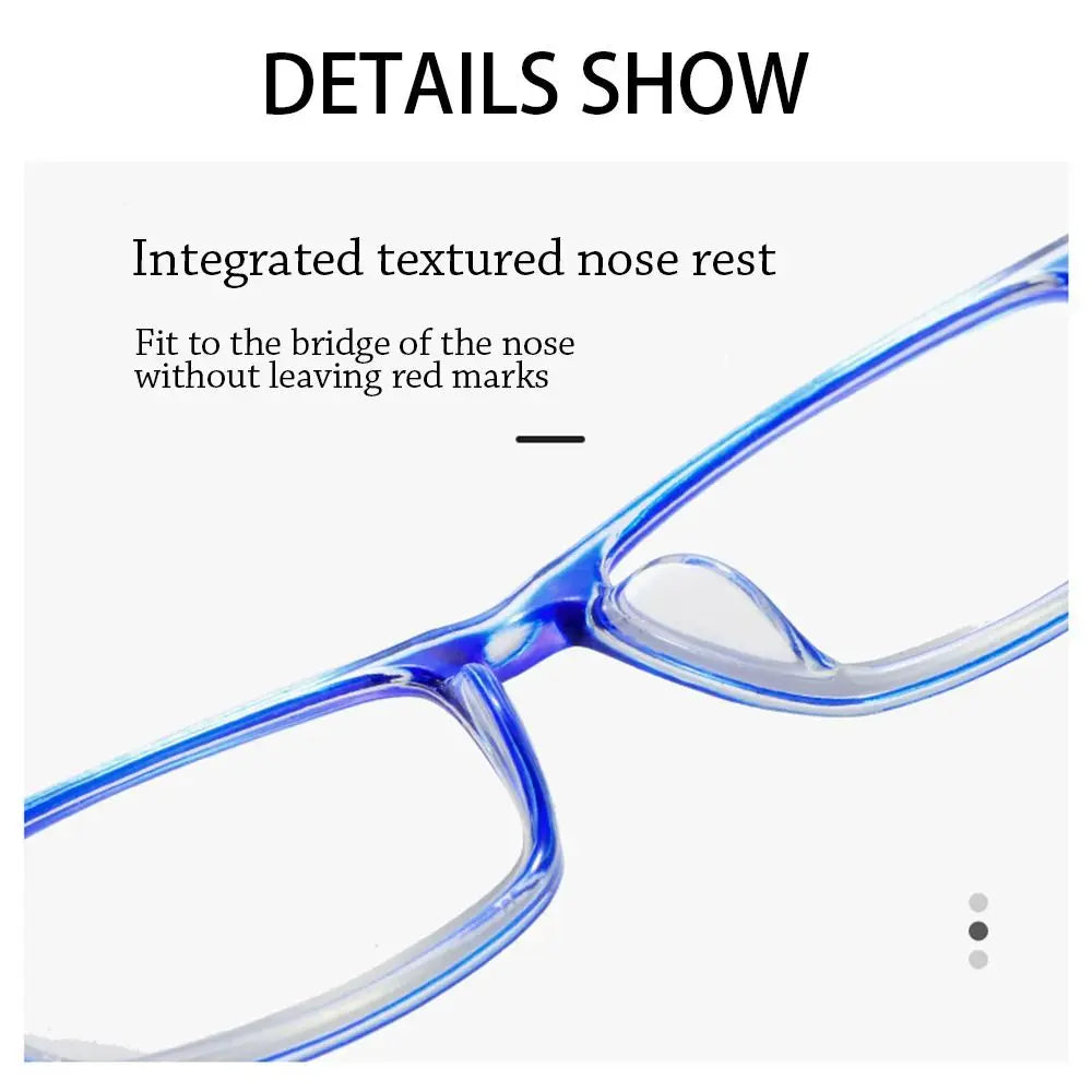 Multifocal Anti-Blue Light Reading Glasses, Progressive Near /Far, Blue Ray Blockin, Square Eyeglasses, Eye Protection Ultralight.  Two colors.  As shown, BLUE and also BLACK