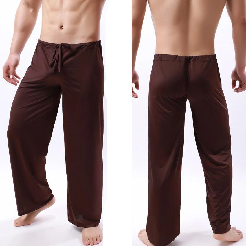 Ice Silk Mens Pajama Pants.  Thin,  Long Pants,  See Through Sleeping Pants.