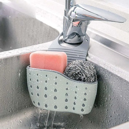 Sink Draining Hanging Basket Adjustable Kitchen Accessories Rubber Sink Bag Soap Sponge Shelf Faucet Holder for Bathroom