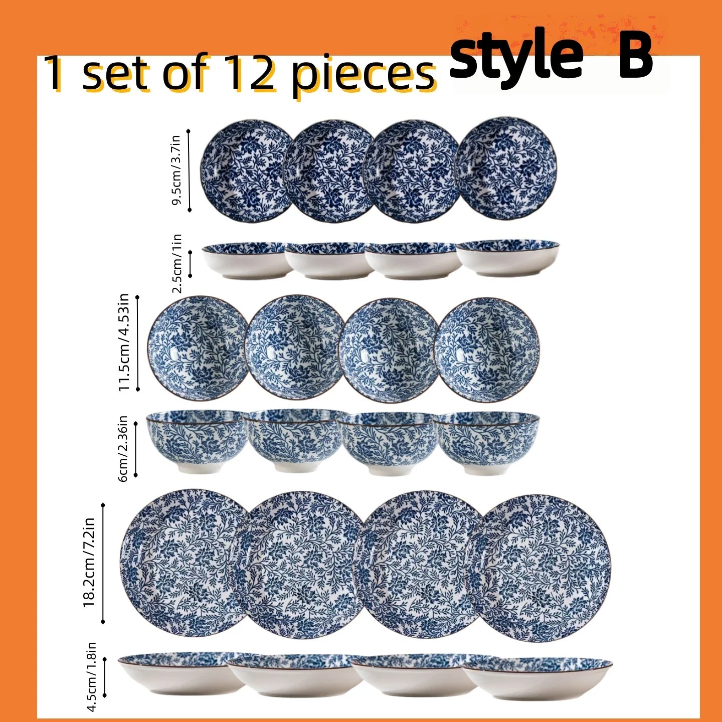 Japanese - style blue and white hand - painted 4.5 - inch ceramic bowl, retro - style rice bowl for home use.