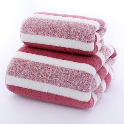 Striped Pattern Towel Set Soft Face Towel Bath Towel Quick Drying Absorbent Towels For Bathroom