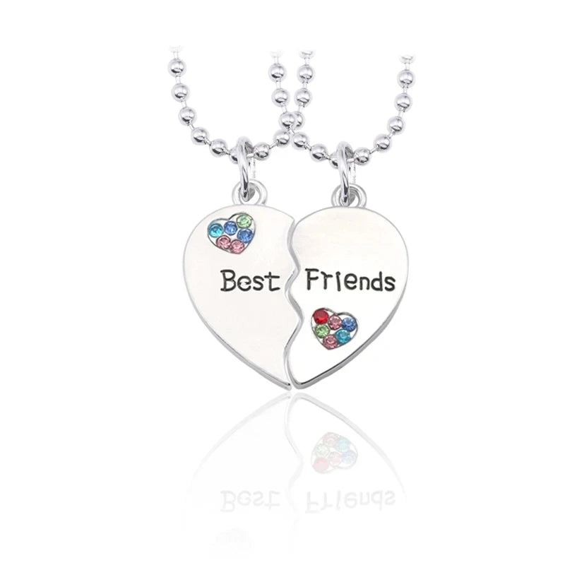 2pcs/set Splicing Necklace.  Heartbroken Pendant Necklace Men And Women Best Friends BFF Friendship Birthday Jewelry Gift