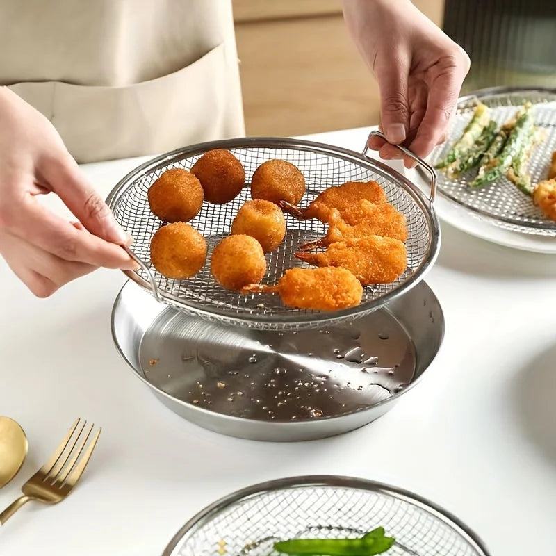 Stainless Steel Filter Tray,Reusable Round Mesh Basket,Frying, Grilling,Kitchen Strainer,Fruit vegetables,  water filter basket