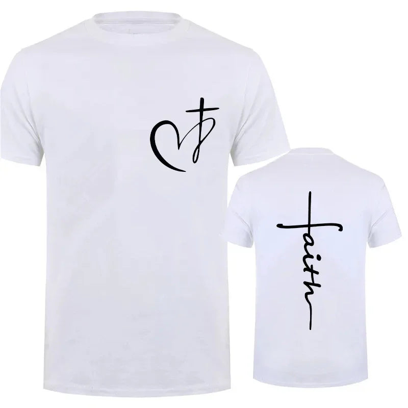 Heart Cross Print Christian T-shirt for Men or Women. Summer,  Plus Size Tee Shirt, Oversized T Shirt