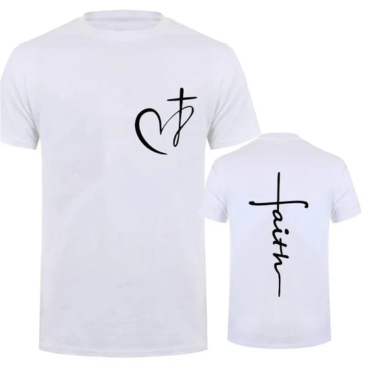 Heart Cross Print Christian T-shirt for Men or Women. Summer,  Plus Size Tee Shirt, Oversized T Shirt