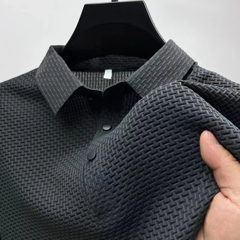 Men's Business Casual,  Short Sleeved, Bone Flower, Solid Colors.   POLO Shirt Fashion, Breathable Fabric and  comfortable Summer Versatile Top