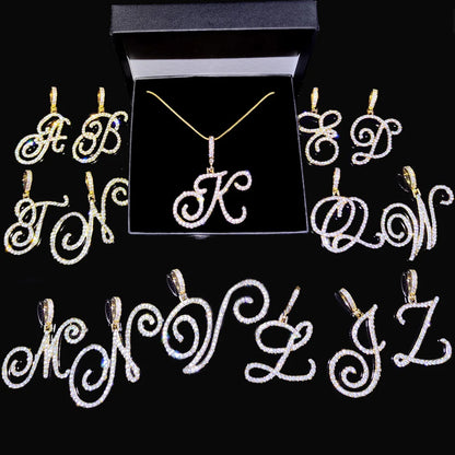 New A-Z Cursive Initial Letter Name Pendant Necklace For Women.  Great MOTHERS DAY  Gift!!! Simple Rope Chain Letter Necklace.