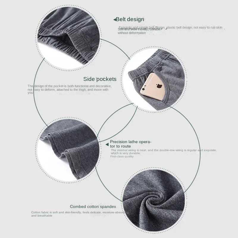 Shorts Men Pajama Pants. Combed Cotton Casual Summer Home Sports Cropped Pants.  Thin Home Shorts,  Solid Sleeping Pants