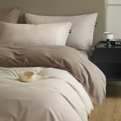 A-Class 100s Long-Staple Cotton Sateen, Brushed,  Solid Bedding Set Duvet Cover Set Luxurious Milled Softness, Smooth