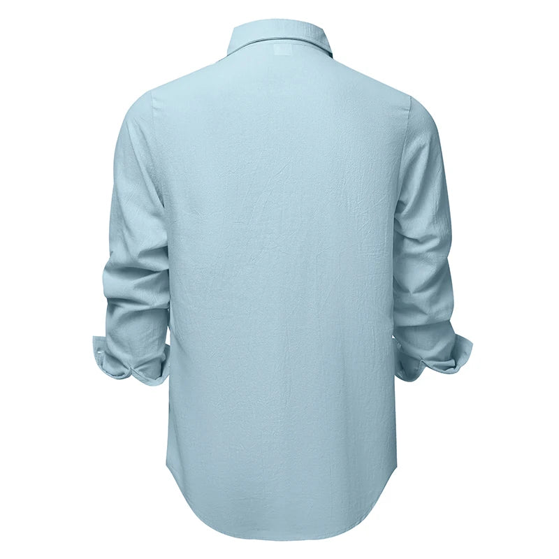 100% Linen Cotton Shirt Men Casual Fashion Male Clothing High Quality Tops Black /White / colors.  Shirts for  casual or Business.   Long Sleeve Shirt for  Men