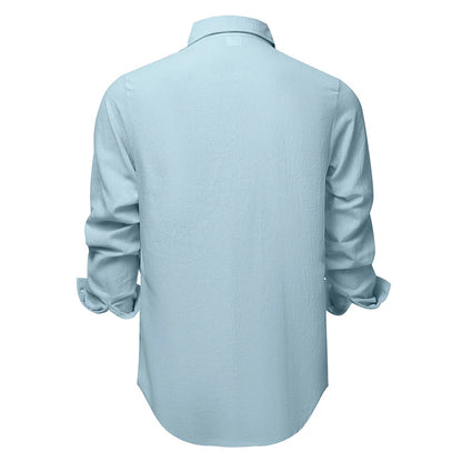 100% Linen Cotton Shirt Men Casual Fashion Male Clothing High Quality Tops Black /White / colors.  Shirts for  casual or Business.   Long Sleeve Shirt for  Men