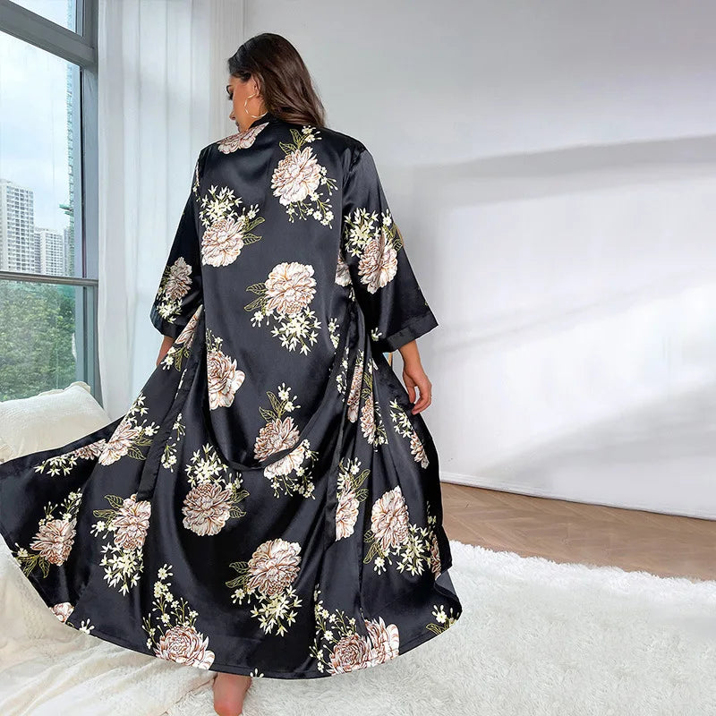 Plus Size Robe for Women's Fashion, Casual, Loose Printed  Robe for Women