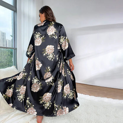 Plus Size Robe for Women's Fashion, Casual, Loose Printed  Robe for Women
