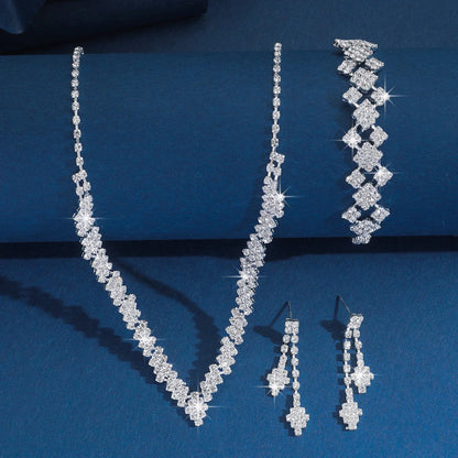 Fashionable silver plated rhinestone folding tassel earrings, necklace bracelet for weddings, Holidays, any Special Occasion such as Mothers Day!